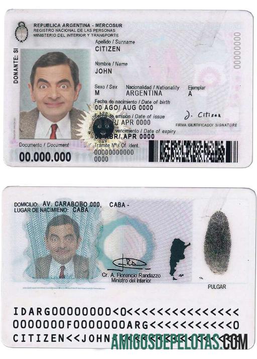 Carteira de Identidade Argentina 2020 – Modelo atual